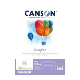 Canson Imagine Bloc Encolado de 50 Hojas A5 - Grano Fino - 14,8x21cm - 200g - Color Blanco