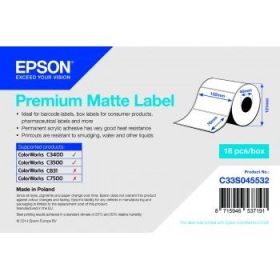 Epson Premium Matte Lab Rollo de Etiquetas Rectangulares Originales 102x76mm - Adhesivo Permanente - 440 Unidades x Rollo - C33S