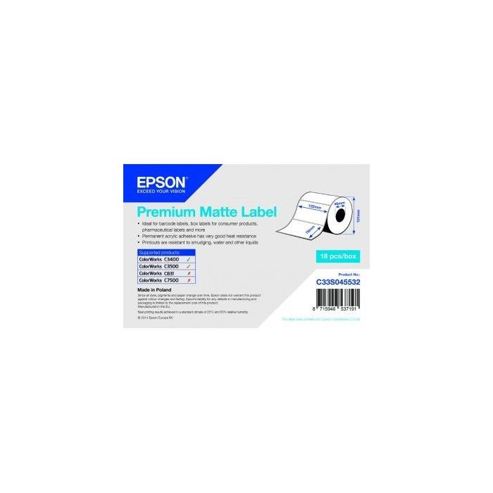 Epson Premium Matte Lab Rollo de Etiquetas Rectangulares Originales 102x76mm - Adhesivo Permanente - 440 Unidades x Rollo - C33S