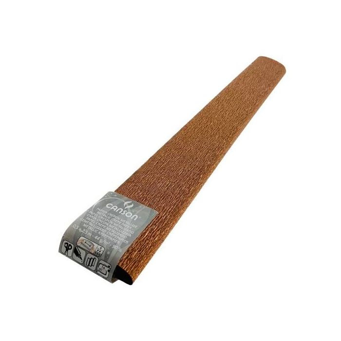Canson Rollo de Papel Crespon 44 g/m² - Crepado al 90% - Rollo de 50x250cm - Ideal para Manualidades y Decoracion - Color Cobre