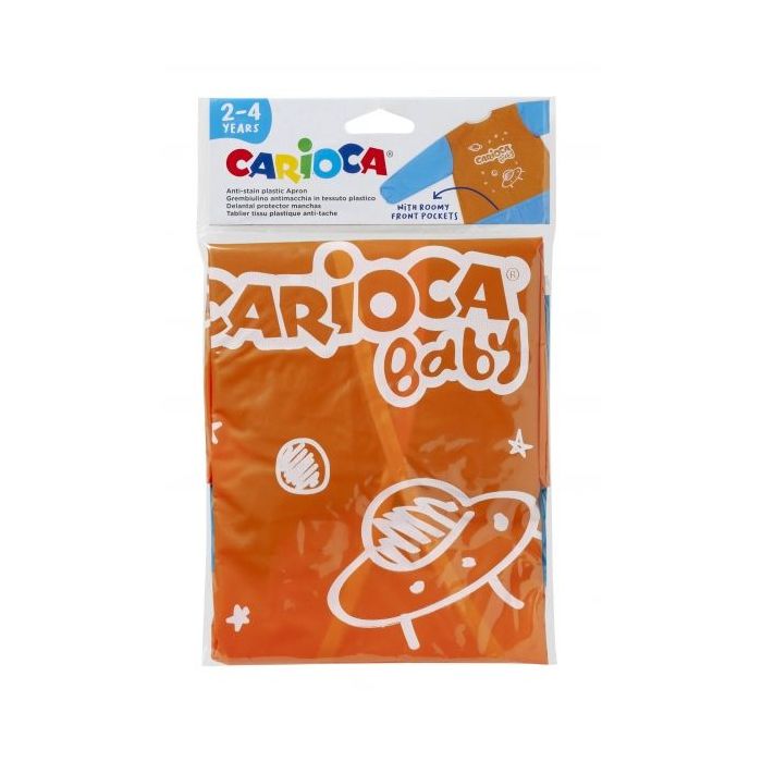 Carioca Delantal Baby 2-4 Años - Impermeable - Manga Larga - Bolsillos - Lavable a Maquina - Cierre con Velcro - Zona para Nombr