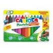 Carioca Plastello Maxi Pack de 12+2 Plasticeras Triangulares - Brillantes y Lavables - Colores Surtidos