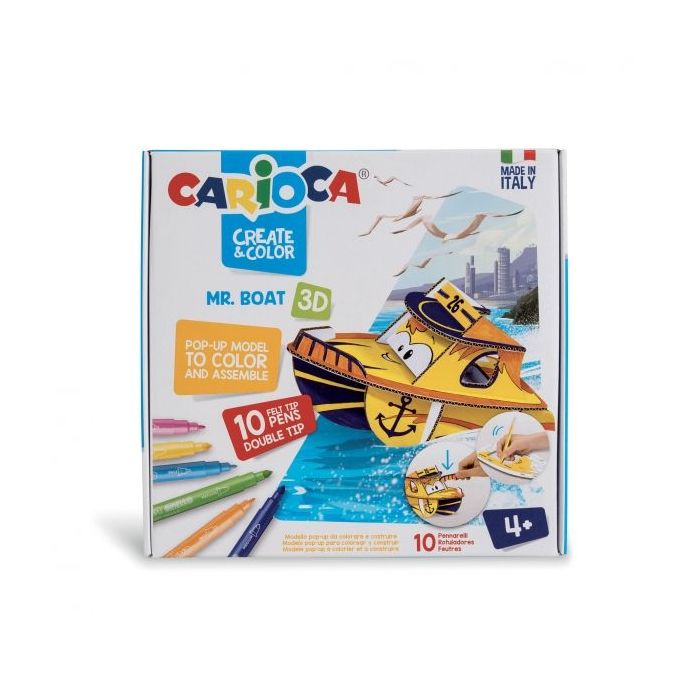 Carioca Pop-Up Pack de 10 Rotuladores Superlavables - Doble Punta - Fina y Media - para Colorear y Construir - Create - Color Tr