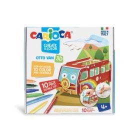 Carioca Pop-Up Otto Van Modelos para Colorear y Construir + 10 Rotuladores Doble Punta Colores Surtidos - Aventura con Nuevos Co