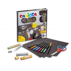 Carioca Metallic Pop Up Creator Juego para Realizar Super Cartulinas 3D - 8 Rotuladores Metalicos Punta Fina - 2 Temperello Oro