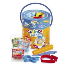 Carioca Baby Do Pack con 8 Pastillas de Pasta para Modelar 40gr + 4 Moldes + 2 Herramientas - Practico Bote con Asa - Colores Su