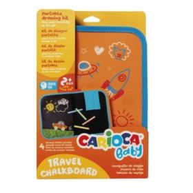 Carioca Travel Chalkboard Kit de Dibujo Portatil para Niños - Formato A4 - Incluye 4 Tizas de Colores - A Partir de 24 Meses