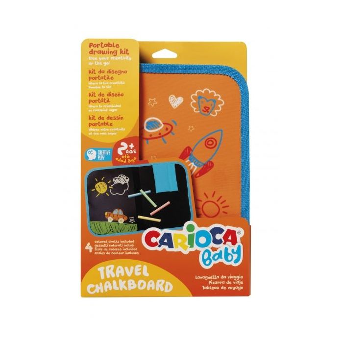 Carioca Travel Chalkboard Kit de Dibujo Portatil para Niños - Formato A4 - Incluye 4 Tizas de Colores - A Partir de 24 Meses