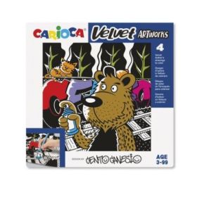 Carioca Velvet Artworks Pack de 4 Ilustraciones de Terciopelo para Colorear - Suave Textura - Desarrolla Destreza y Creatividad