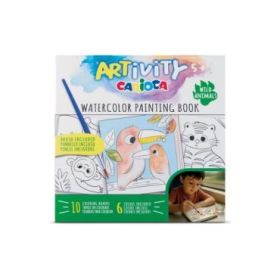 Carioca Artivity Acuarelas Wild Animals Libro para Colorear con Acuarelas - Cada Pagina contiene una Paleta con 6 Colores de Acu