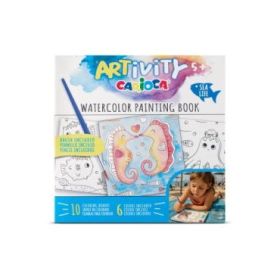 Carioca Artivity Acuarelas Sea Life Libro para Colorear con Acuarelas - Cada Pagina contiene una Paleta con 6 Colores de Acuarel