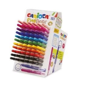 Carioca Fineliner Expositor con 66 Rotuladores - Punta Blanca de Acetal 0.5mm - Colores Surtidos