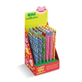 Carioca Wild Collection Expositor con 36 Lapices HB con Goma de Diferentes Colores - Divertidos Diseños de Animales