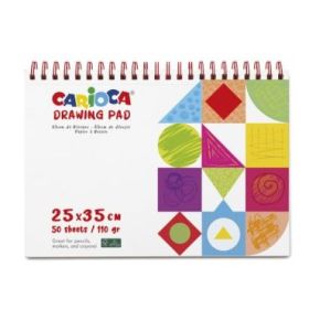 Carioca Cuaderno de Dibujo con 50 Hojas Precortadas 25x35cm - Papel de 110gr - No Traspasa la Tinta