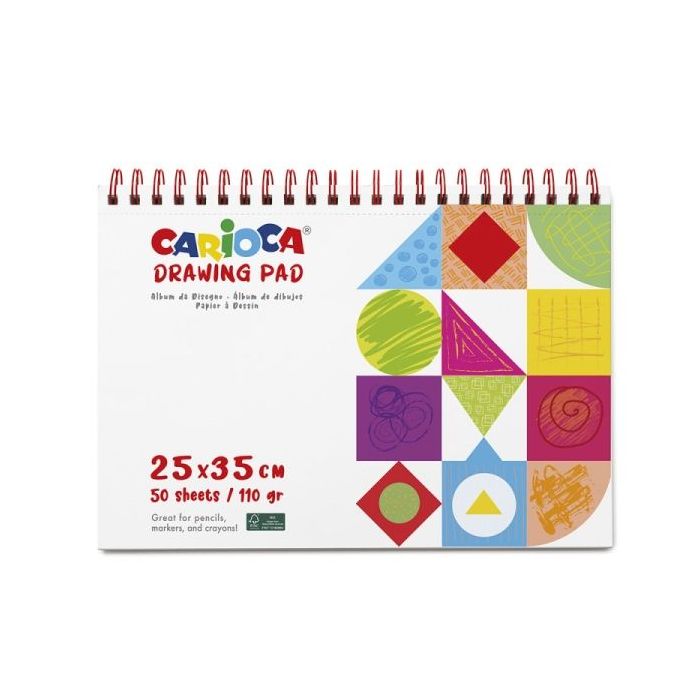 Carioca Cuaderno de Dibujo con 50 Hojas Precortadas 25x35cm - Papel de 110gr - No Traspasa la Tinta