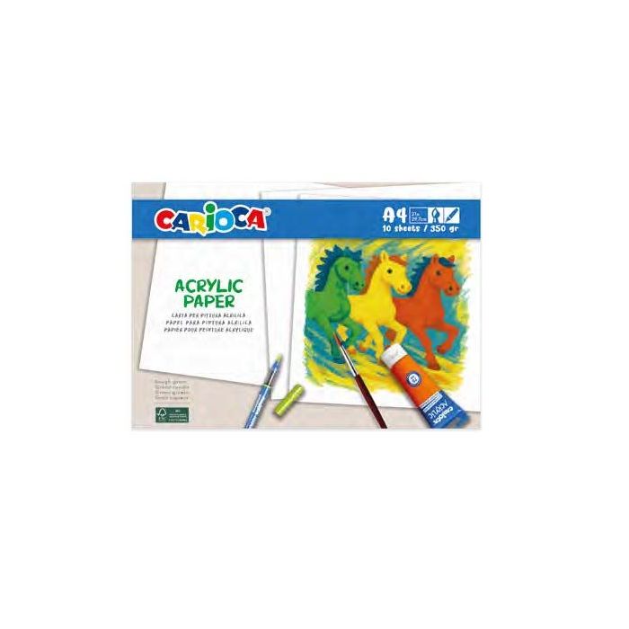 Carioca Acrylic Pack con 10 Hojas A4 para Rotuladores y Pintura Acrilica - Papel de 350gr - No Deja que los Colores Traspasen