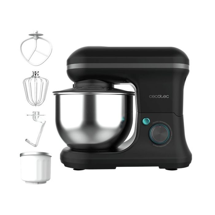 Cecotec Cecomixer Merengue 5L 1200 Ice-Cream Black Batidora Amasadora - 1200W - Bol 5L - Accesorios Multifuncion - Movimiento Pl