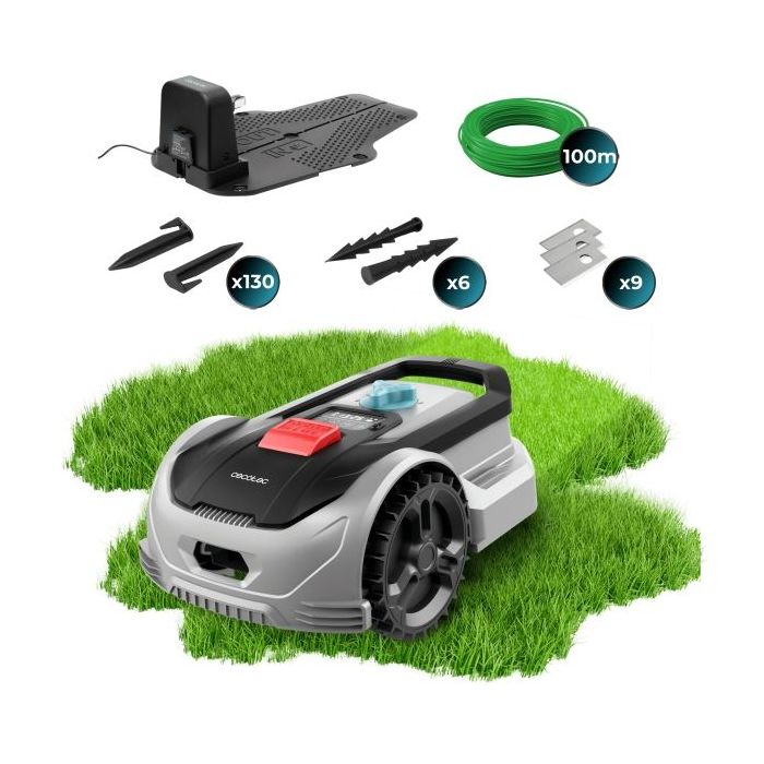 Cecotec Conga GrassHopper 300 Robot Cortacesped Inteligente - Cobertura hasta 300m2 - Adaptacion Automatica a Irregularidades -
