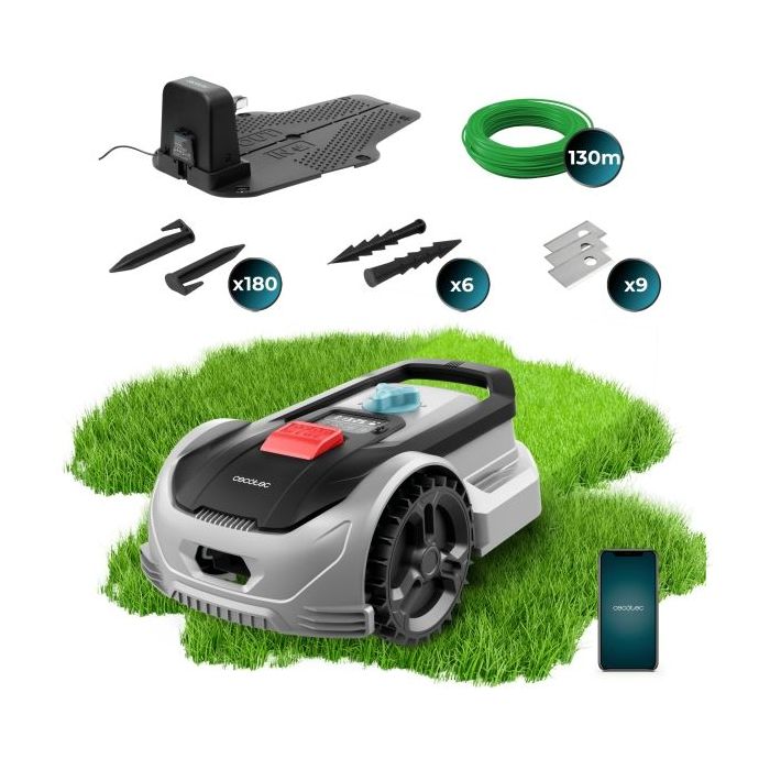 Cecotec Conga GrassHopper 500 Connected Robot Cortacesped Inteligente - Cobertura de 500m2 - Adaptacion Automatica a Irregularid