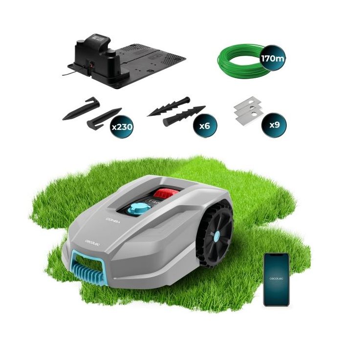 Cecotec Conga GrassHopper 800 Connected Robot Cortacesped Inteligente - Cobertura hasta 800m2 - Resistente al Agua IPX5 - Sensor