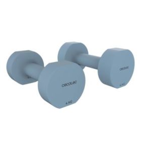 Cecotec Drumfit 400 DoubleNeo Set de 2 Mancuernas de 4kg - Antideslizante - Recubrimiento de Neopreno - Antideslizante - Hexagon