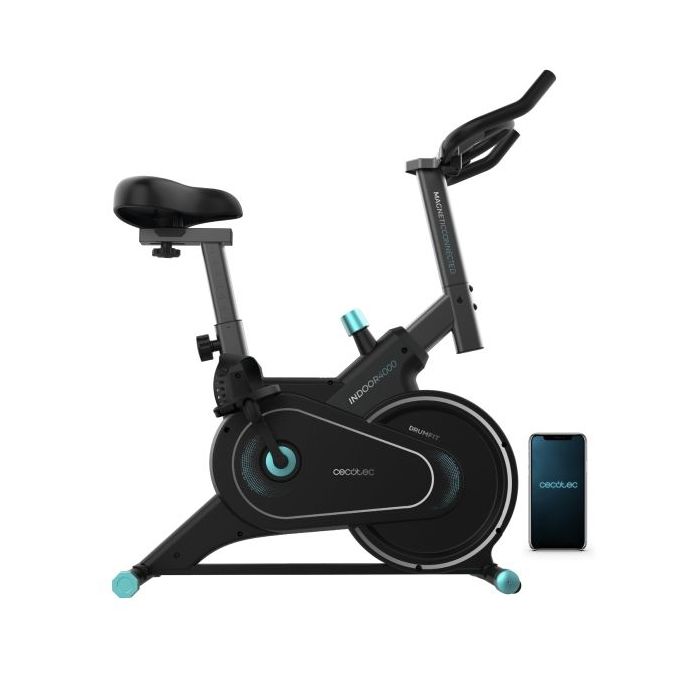 Cecotec Drumfit Indoor 4000 Magnetic Connected Bicileta Estatica - Resistencia Magnetica - Volante de 4kg - Ruedas de Transporte