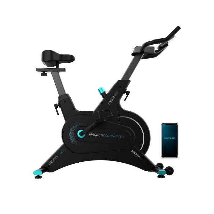 Cecotec DrumFit Indoor 10000 Magno Connected Bicileta Estatica - Pantalla LCD - Resistencia Magnetica - Volante 10kg - Kinomap A