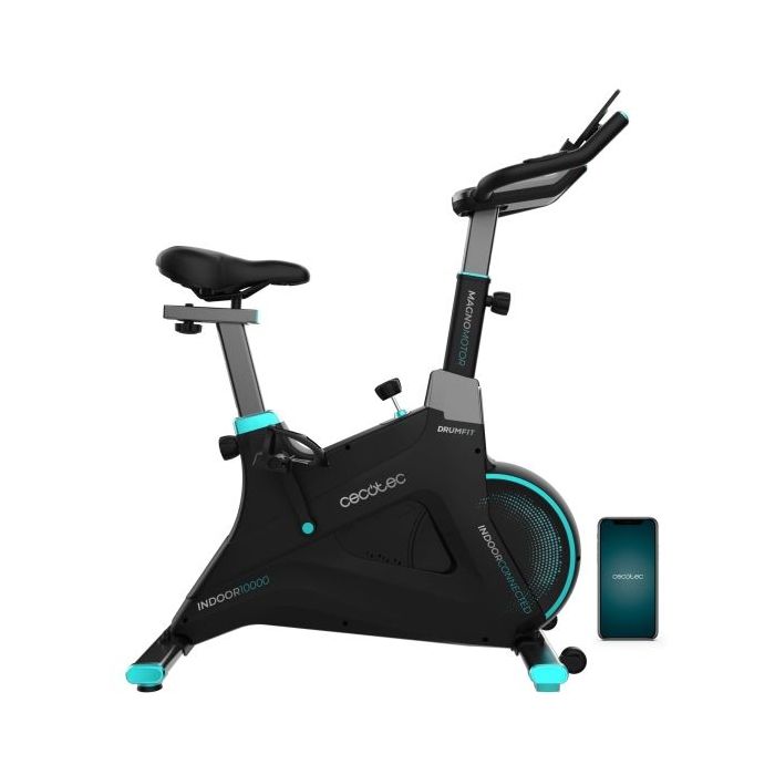 Cecotec Drumfit Indoor 10000 MagnoMotor Connected Bicileta Estatica - Pantalla LCD - Resistencia Magnetica Variable - Volante de