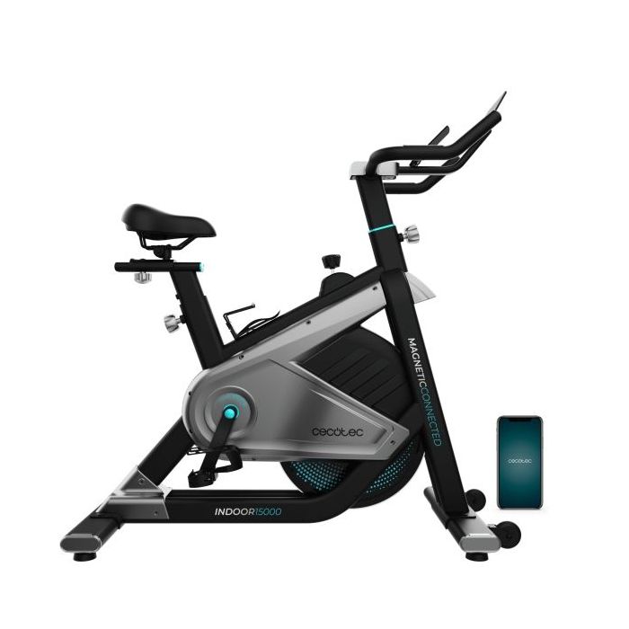 Cecotec DrumFit Indoor 15000 Magnetic Connected Bicileta Estatica - Pantalla LCD - Volante de 15kg - Sillin de Gel - Resistencia