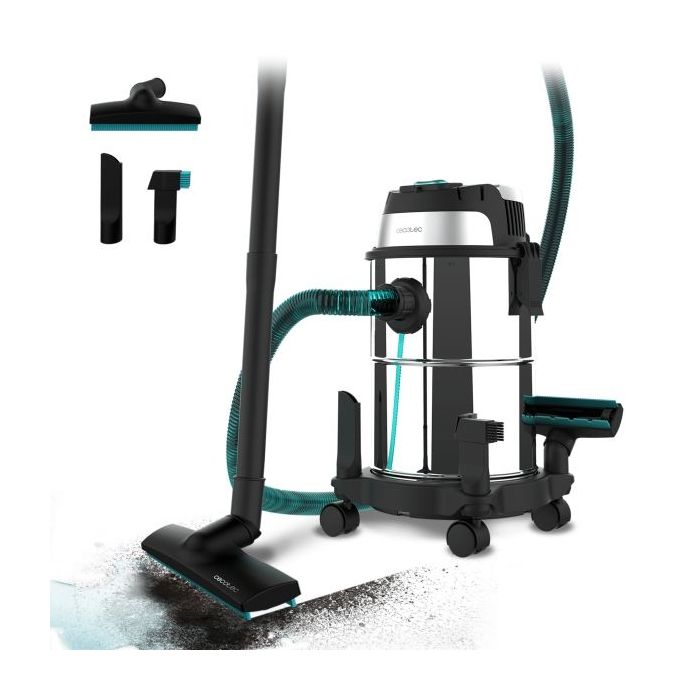 Cecotec Conga Rockstar Wet and Dry Steel Aspirador de Trineo para Solidos y Liquidos - 1200W - Carcasa Metalica - Deposito de 16