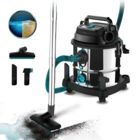 Cecotec Conga Rockstar Wet and Dry Steel Max Aspirador de Trineo para Solidos y Liquidos - 1400W - Deposito 20L - Funcion de Sop