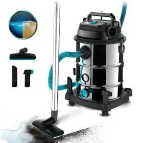 Cecotec Conga Rockstar Wet and Dry Steel Pro Aspirador de Trineo para Solidos y Liquidos - 1600W - Deposito 30L - Funcion de Sop