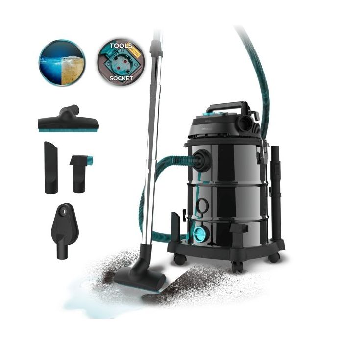 Cecotec Conga Rockstar Wet and Dry Steel Pro Tool Aspirador de Trineo - 1600W - Carcasa Metalica - Deposito 30L - Filtrado Multi