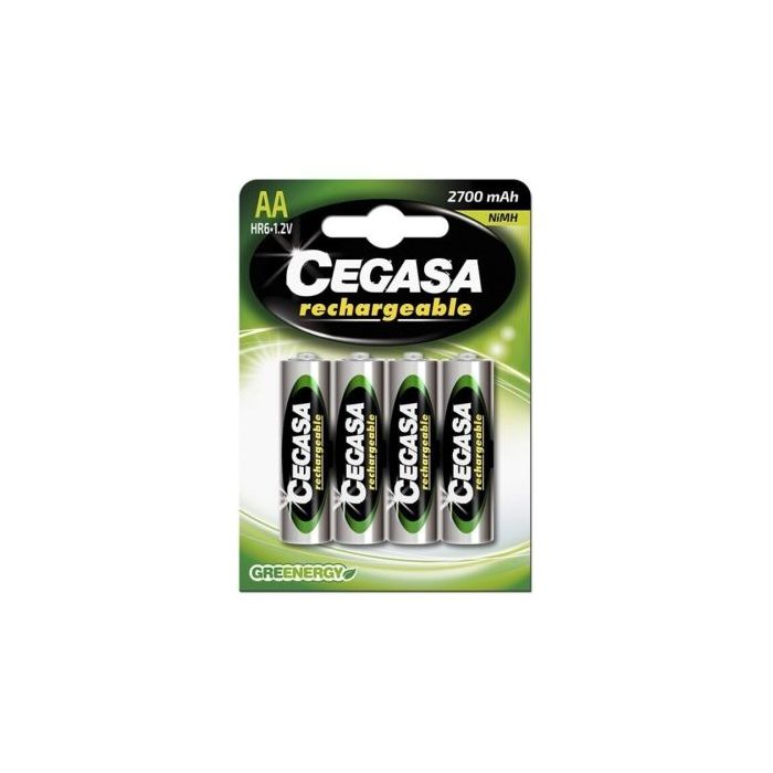 Cegasa Rechargeable Pack de 4 Pilas Recargables AA HR6 2700mAh