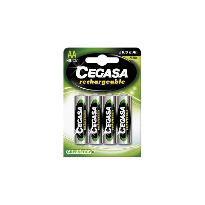 Cegasa Rechargeable Pack de 4 Pilas Recargables AA HR6 2100mAh