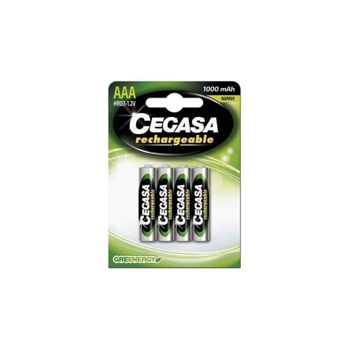 Cegasa Rechargeable Pack de 4 Pilas Recargables AAA HR03 1000mAh