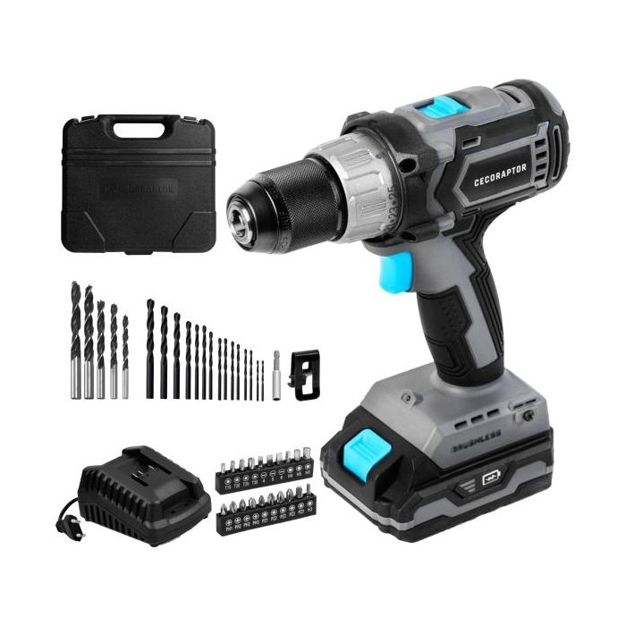 Cecotec CecoRaptor Perfect Drill 2020 Brushless Ultra Taladro Atornillador - Torque 46Nm - 2000rpm - Bateria 2Ah 20V - Luz LED -