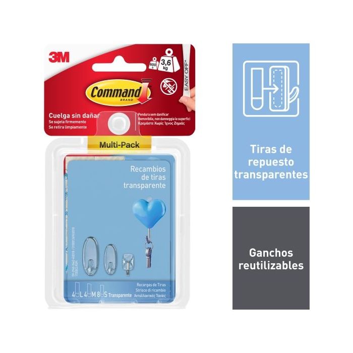 Command Tiras Adhesivas de Repuesto - Formatos Surtidos - Soporta hasta 3.6kg - Color Blanco