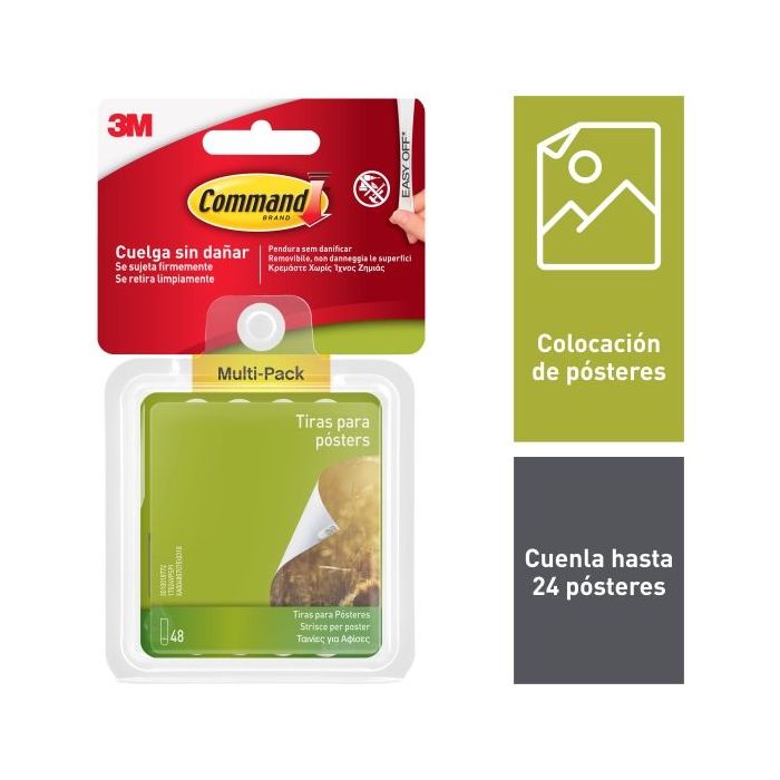 Command Tiras Adhesivas para Posteres - Color Gris
