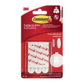 Command Pack de 10 Tiras Adhesivas de Repuesto - Formato M - Soporta hasta 3.4kg - Color Blanco