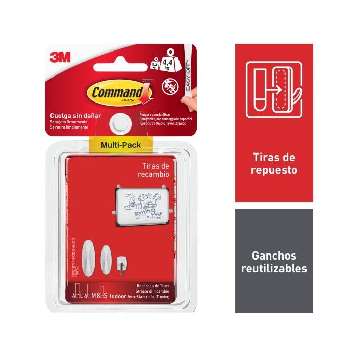 Command Tiras Adhesivas de Repuesto - Formatos Surtidos - Soporta hasta 4.4kg - Color Transparente