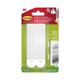 Command Pack de 8 Tiras Adhesivas para Objetos Pesados - 4 Pares XL - Soporta hasta 9kg - Color Blanco