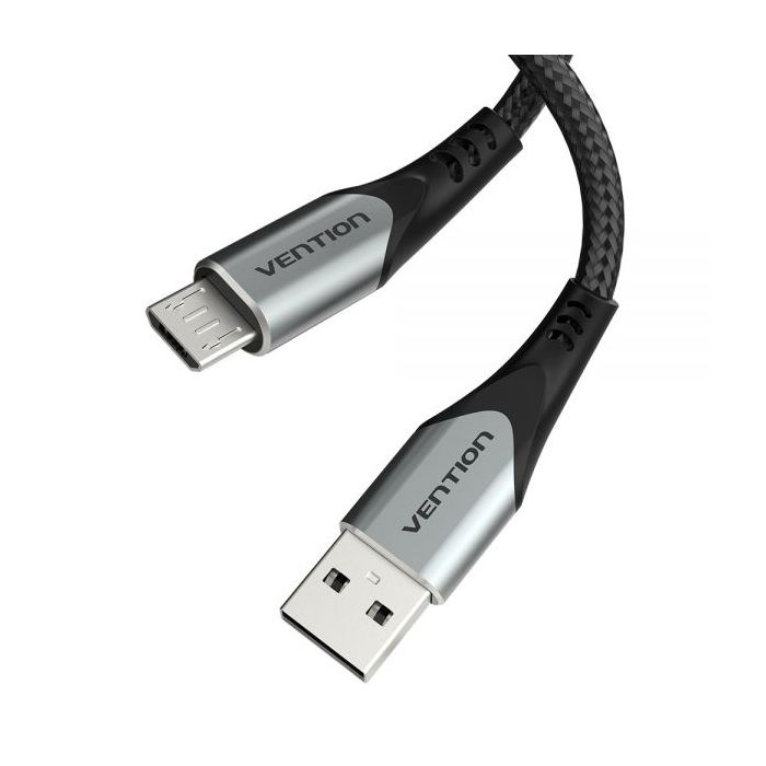 Vention Cable USB 2.0 Macho a MicroUSB Macho 60W 480Mbps - 0.25m - Color Gris