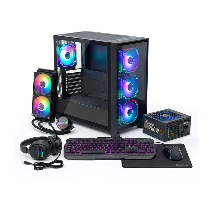 Coolbox COO-PACK-GMNG Pack Gaming Caja GE2000 + Refrigeración Liquida Infinite Liquid240 ARGB + Fuente CoolPower 750W + Kit Gami