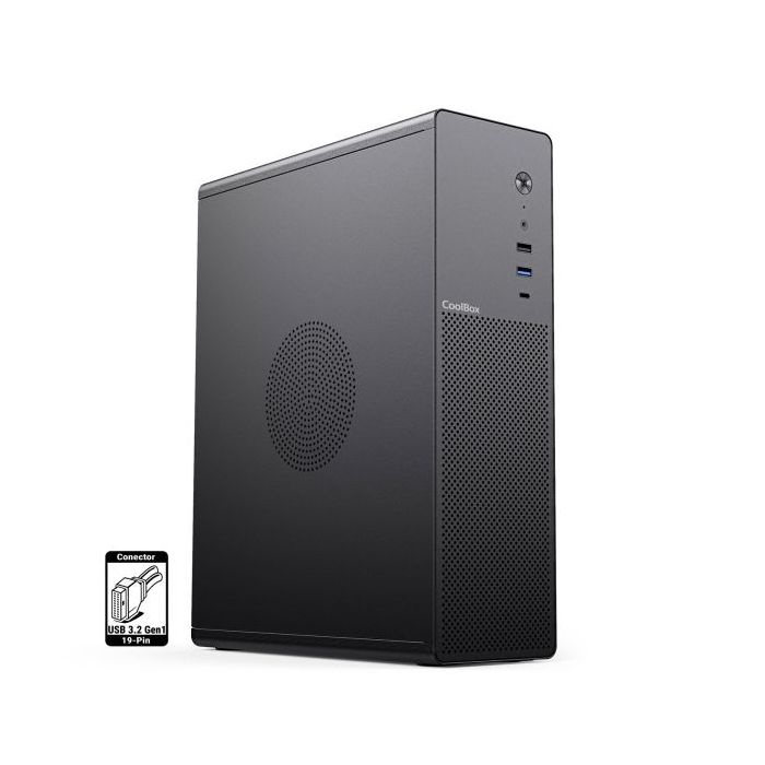 CoolBox T100 Slim Caja Torre Micro ATX, Mini ITX - Tamaño HDD 2.5  - USB 3.2, USB-C - Color Negro