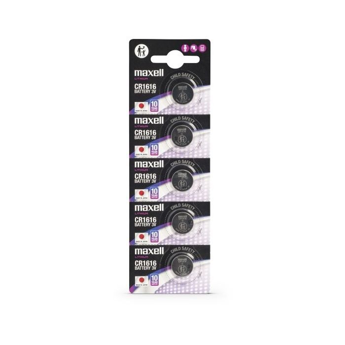 Maxell Pack de 5 Pilas Litio de Boton CR1616 3V