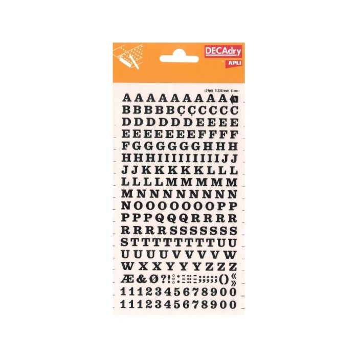 Apli Letras y Numeros Adhesivos - 214 Caracteres por Hoja - Identificacion Rapida y Limpia - Color Negro