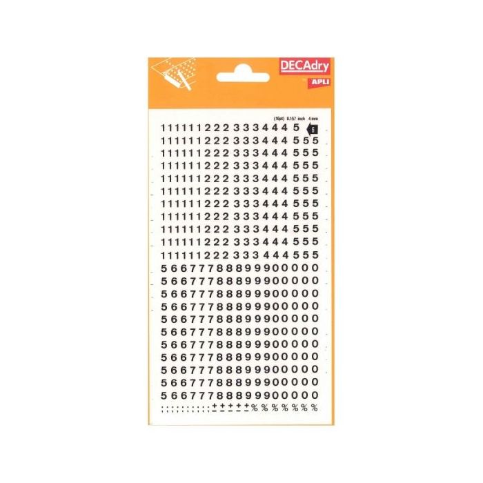 Apli Numeros Adhesivos - 420 Caracteres - Identificacion Rapida y Limpia - Color Negro