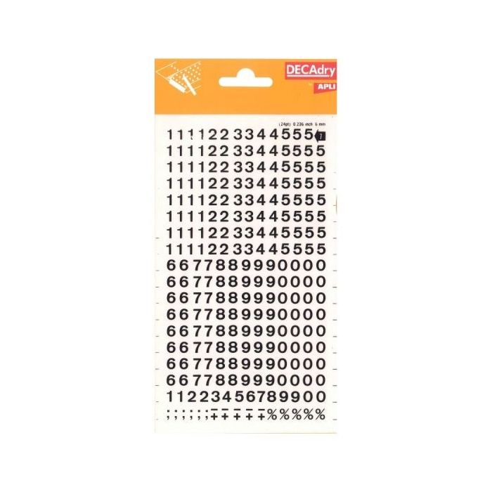 Apli Numeros Adhesivos - 256 Caracteres - Identificacion Rapida y Limpia - Color Negro
