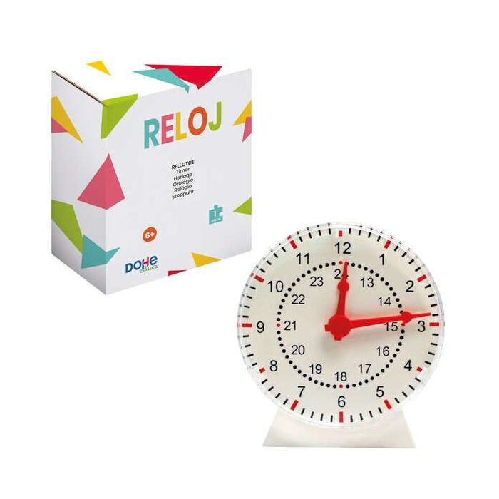 Dohe Reloj Analogico Educativo para Niños - Esfera con Numeros de las 12 Horas y Marcas de Minutos - Ruedecilla para Mover las A